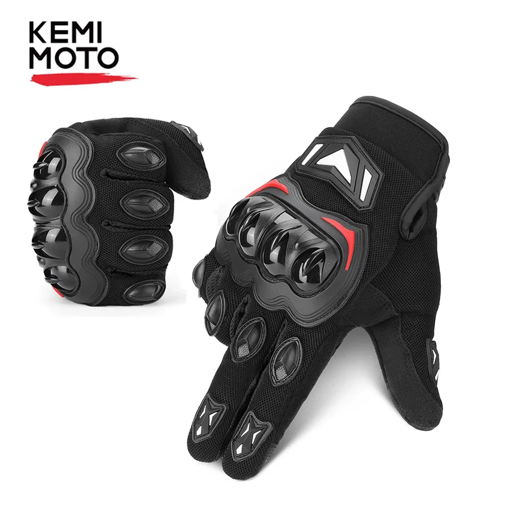KEMIMOTO CE Summer Moto Gloves Touch Screen Sports Luvas Motorcycle Protective MTB Guantes Gloves For Men Women Black