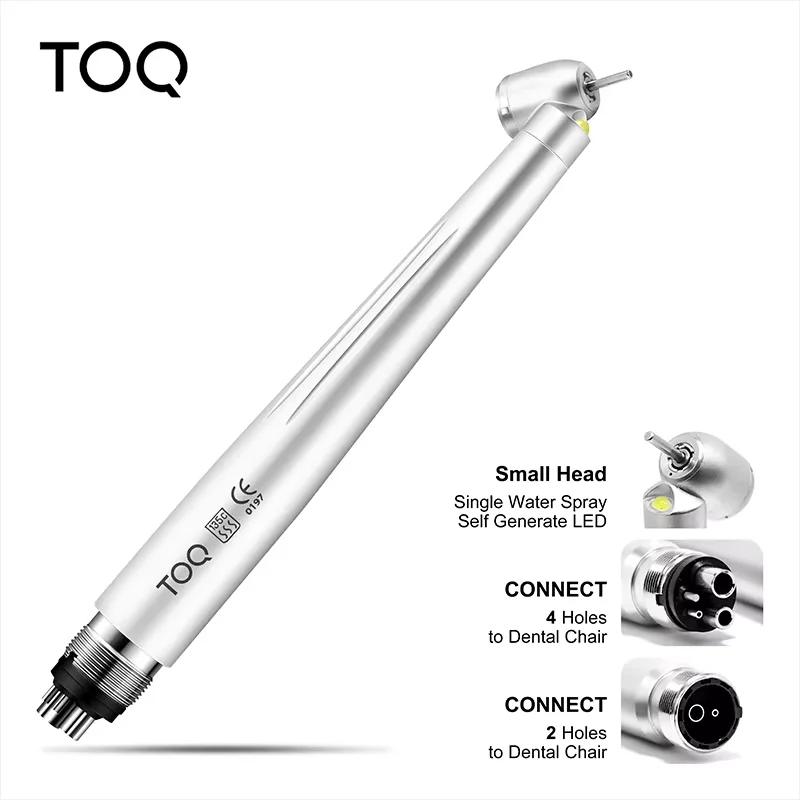 Dental 45 Degree LED High Speed Handpiece E-generator Integrated Small Head Push Button Handpiece Single Water Spray