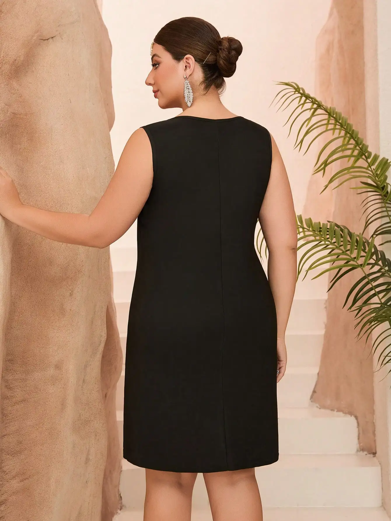 Mgiacy-Classy، وصول جديد، قميص بدون أكمام، رقبة دائرية، متماسكة، كل مباراة، ارتفاع الركبة، فستان #2