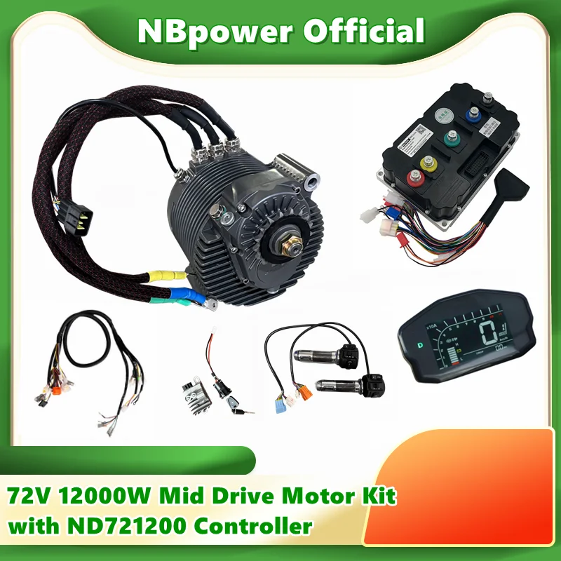 NBpower Latest 72V 12kw Mid Drive Motor Peak 24kw For Adult Electric Motorcycle Dirt Bike with Fardriver ND721200 Controller