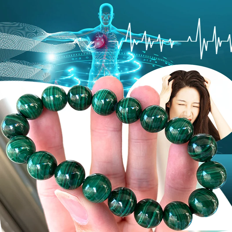 4PCS Chrysocolla Malachite Bracelets Women Men Natural Stone Beads Bracelet Round Diabetes Relief Bracelet Healing Jewelry Gift