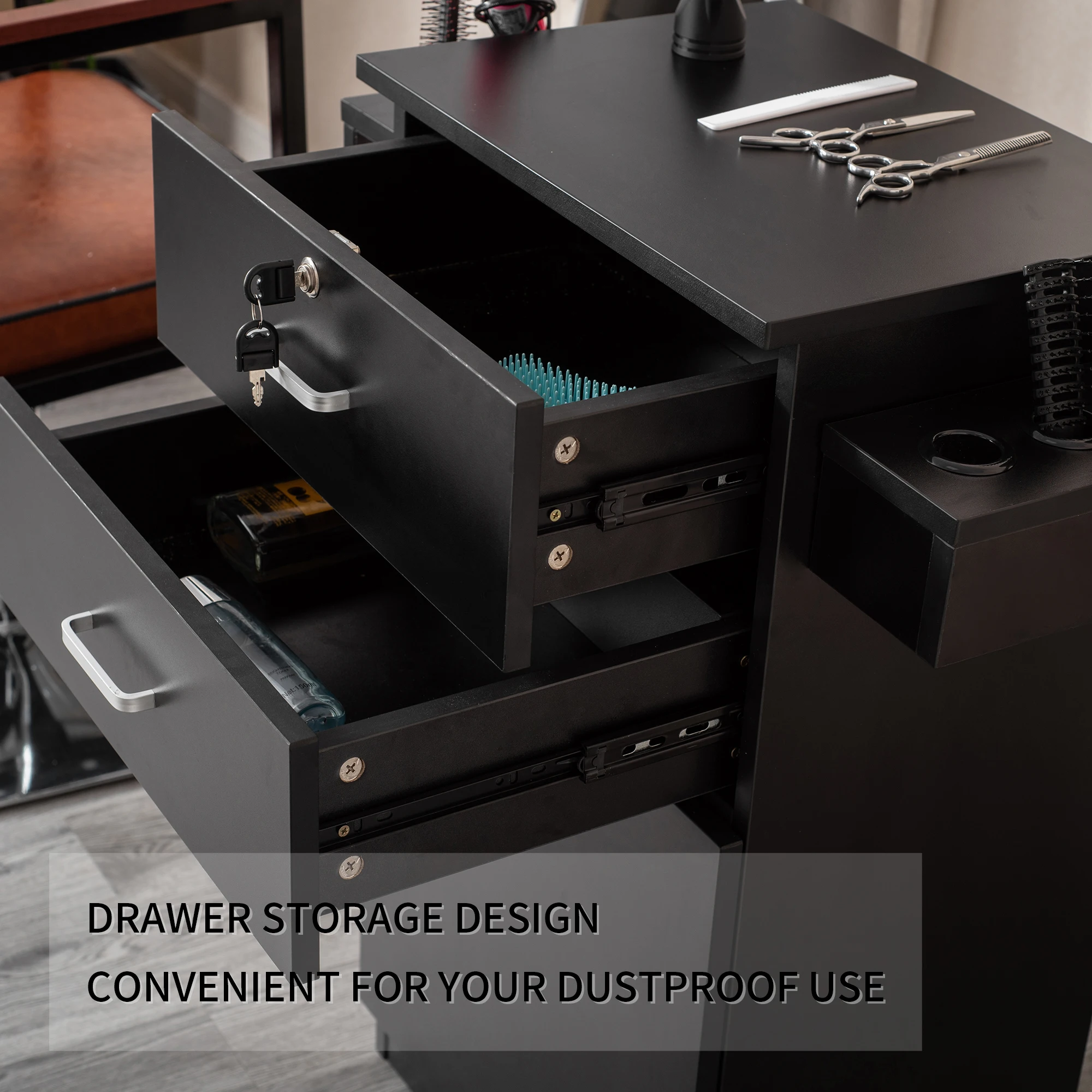 عربة التجميل بيضاء معدنية نمط التعبئة الأثاث الطابق اللون المواد أصل عربة صالون الشعر #6