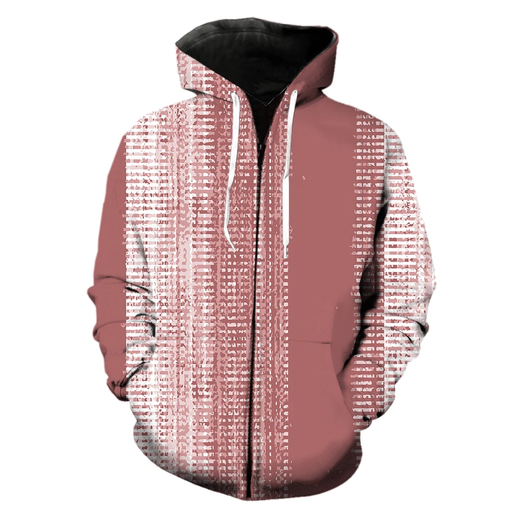 

French Style Stripe Men's Zipper Hoodie Long Sleeve 3D Printed Sweatshirts Harajuku Fashion Spring Teens Casual Hip Hop Cool