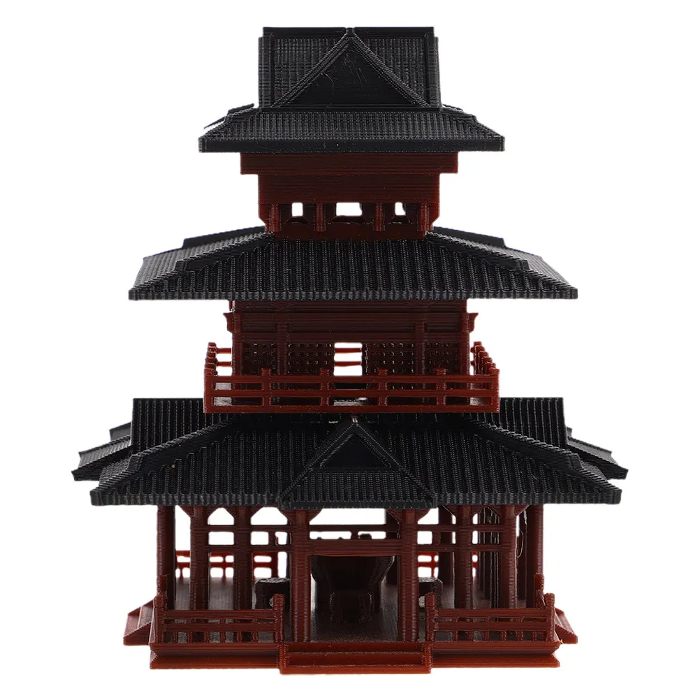 Miniature Twin Tower Aquarium Landscape Decor Classic Asian Suspended Pavilion Rockery Fish Tank Decoration Oriental Zen Garden