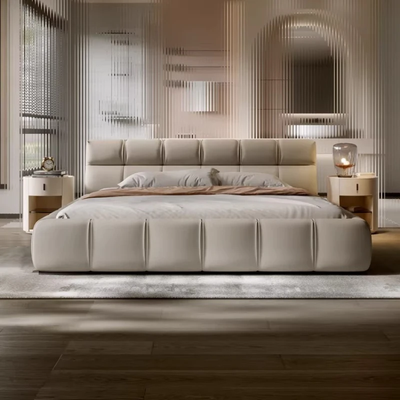 king size genuine leather bed 2 people 180x200cm camas de dormitorio full size bed frame letto matrimoniale bedroom furniture