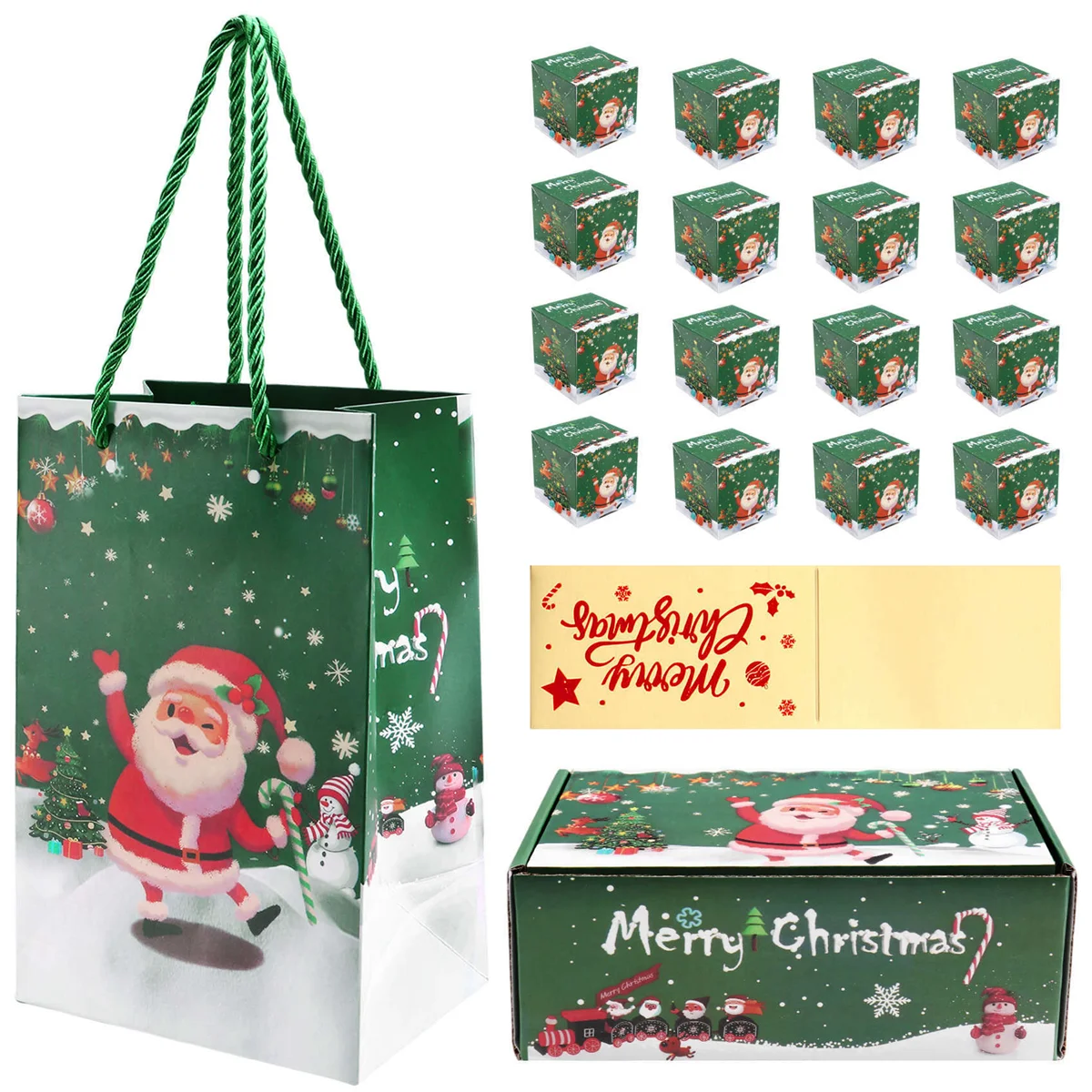 A40T Christmas Money Box Set Gift Box Explosion for Money Christmas Money Box for Cash Present Pull (Green 16pcs)