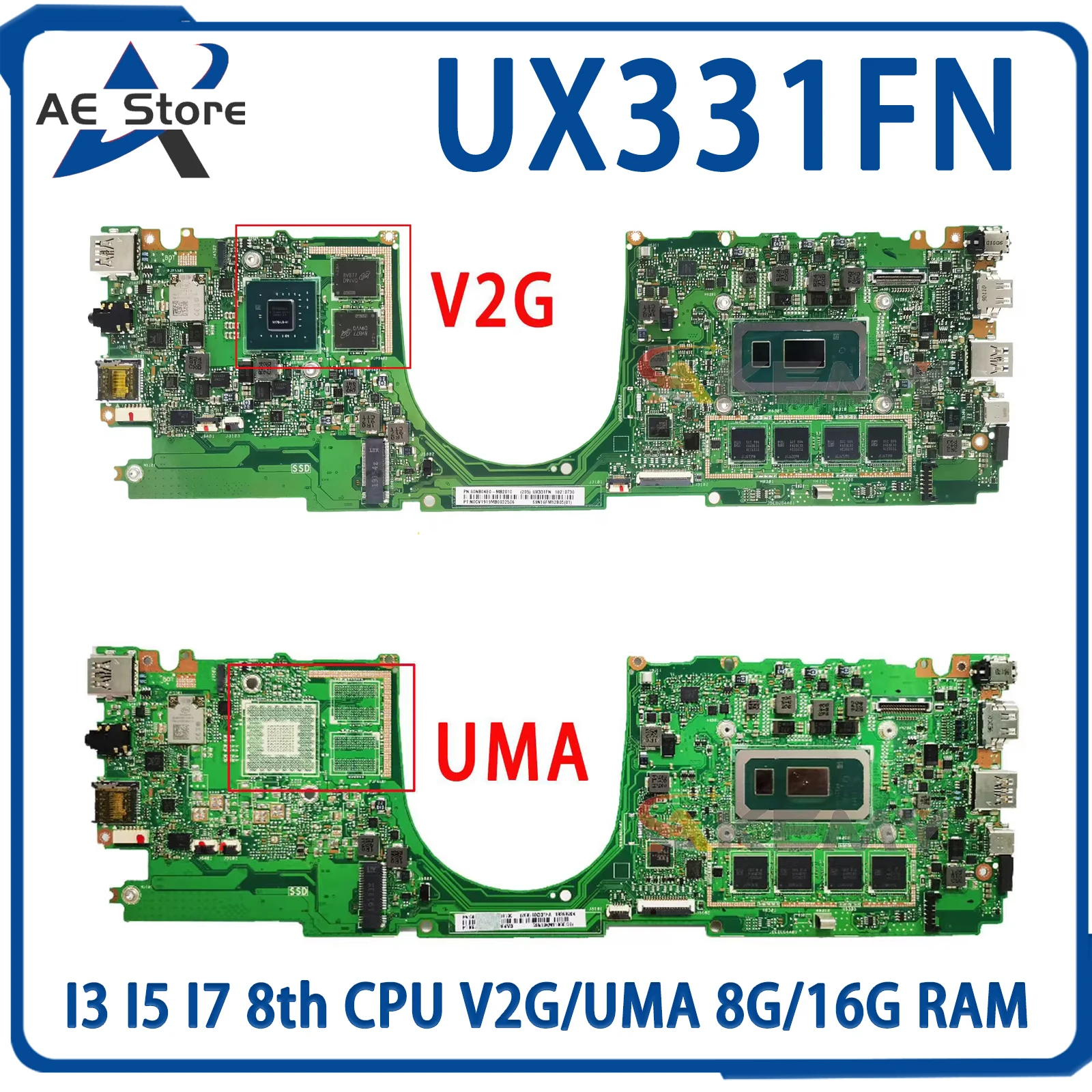 placa mae ux331fn para laptop asus ux331fal ux331fa bx331f ux331f com i3 i5 i7 8 cpu v2g uma 8g 16g ram 01