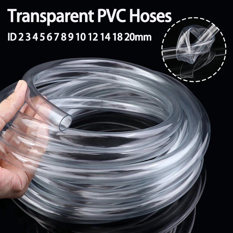 2/5Meters Transparent PVC Hoses Aquarium Pump Tube ID 2 3 4 5 6 7 8 9 10 12 14 18 20mm Clear Plumbing Pipe Garden Watering Hose