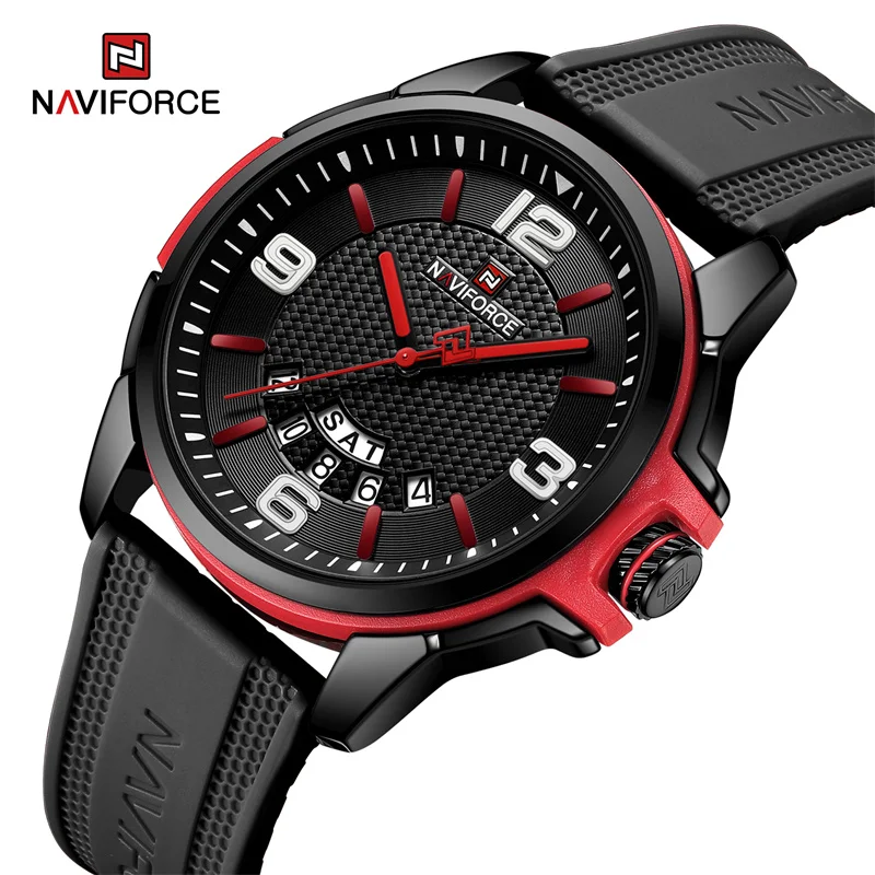 NAVIFORCE 2023 Luxury Fashion Watch For Men Classic Silicone Band Waterproof Sports Quartz Movement Wristwatch Relogio Masculino