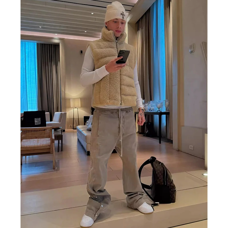 

Джинсы RO Sle Waed в винтажном стиле с пуговицами, джинсы в стиле хип-хоп, уличная одежда, повседневные длинные брюки в пол, прямые, свободного кроя