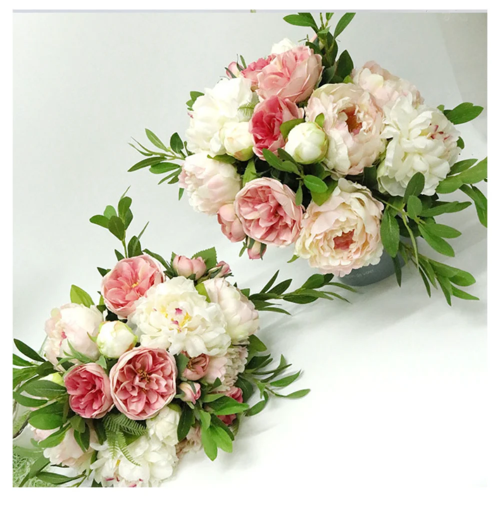 Mazzi di fiori di peonia rosa per damigella d'onore rosa di seta da sposa che tiene fiori decorazione per la casa di nozze fai da te hochzeit zubehr