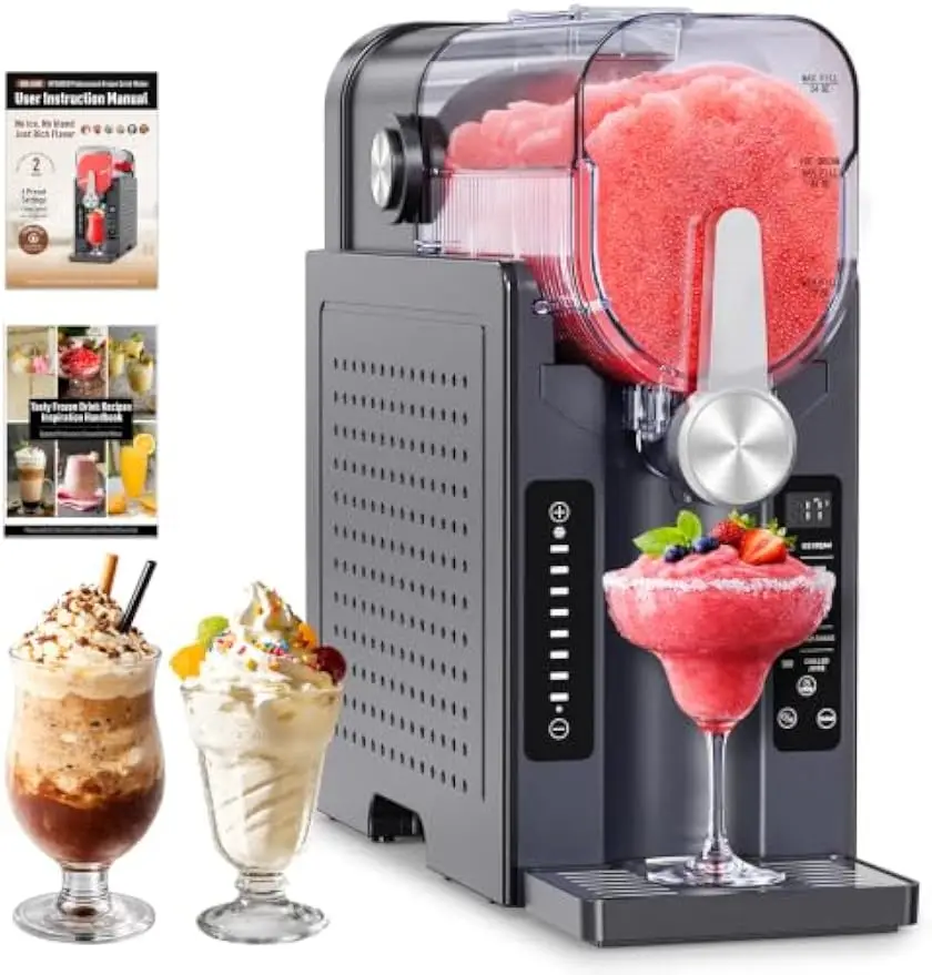 Slushie Machine: No Ice Needed Slushy Machine for Home, 6 Preset, Real-Time Temp Display, Auto-Clean | Frozen Margaritas