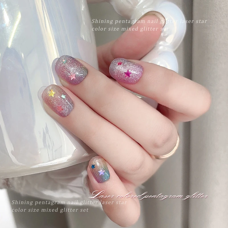 

3D Glitter Five-Pointed Star Nail Sequins Mixed Candy Color Nail Flakes Sparkly DIY Nail Art Decoration Accessories