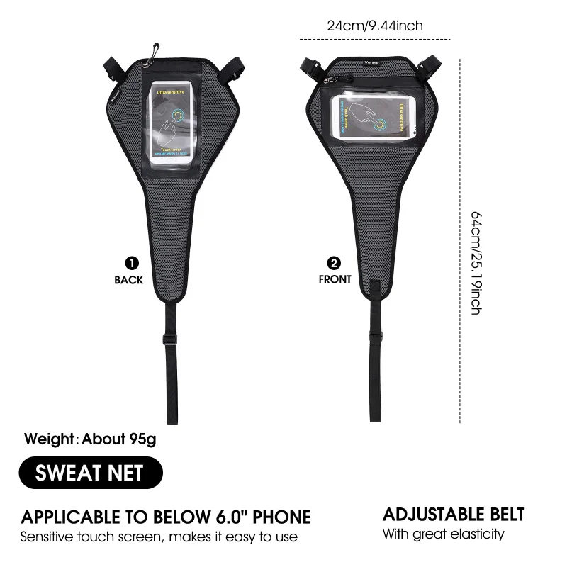 WEST BIKING rama rowerowa opaski przeciwpotowe z etui dotykowym na telefon odporny na pot trener rowerowy jazda na rowerze pochłaniająca pot osłona