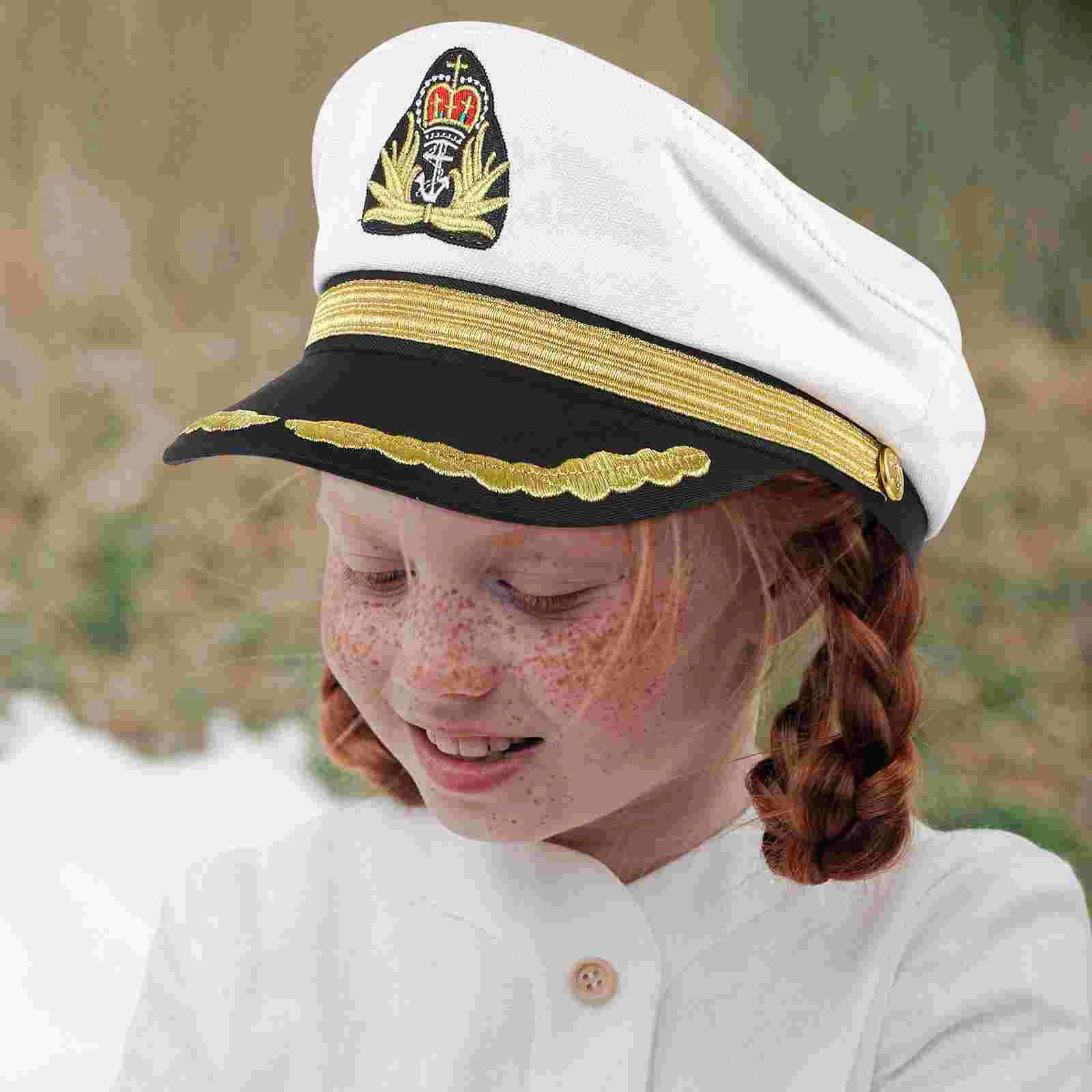 Hat Captain Costume Cap Hats Sailor Boat Party Snapback Navy Yacht Kids Airplane Adjustable Admiral Nautical Captains Cosplay