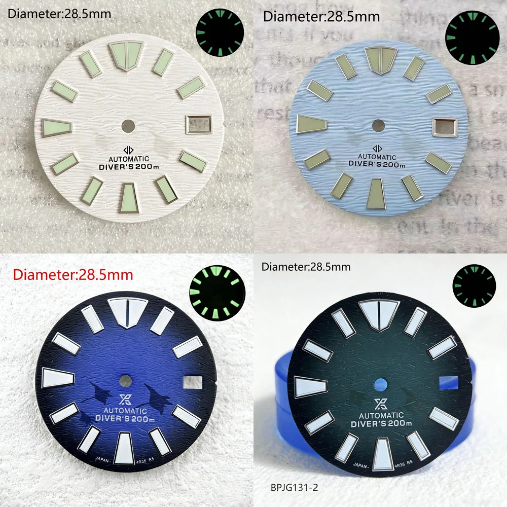 28.5mm NH35 S Logo Dial White Black Devil Fish Dial For NH35 Movement Turtle Hands NH35 PROSPE S Dial SRPE39 Modification Parts