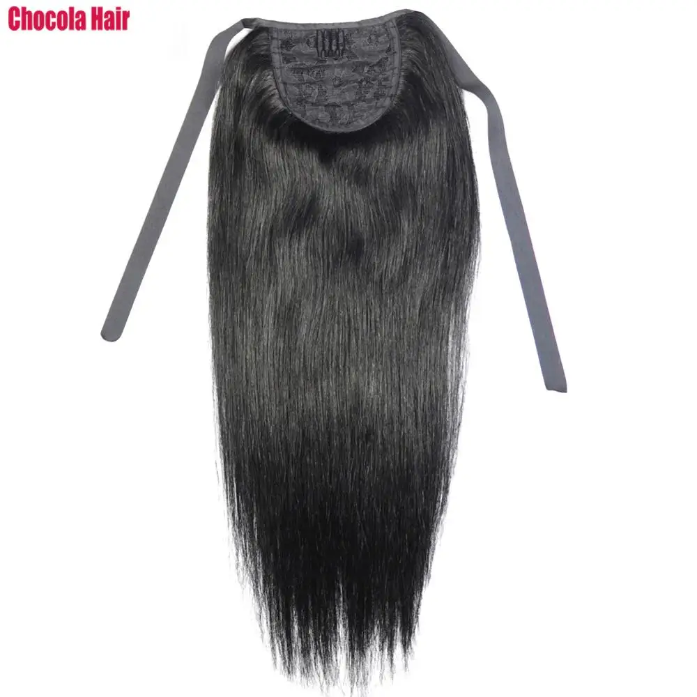 Chocola-Extensions de Cheveux 100% Naturels Brésiliens Remy avec réinitialisation, Queue de Cheval, Ruban, 16-18 Pouces, 60g