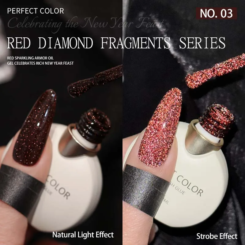 PERFECT COLOR Red Glitter Nail Polish 12ml Glitter Gel Nail Polish Christmas Nail Polish Dark Red Nail Polish 4 Colors,Home DIY