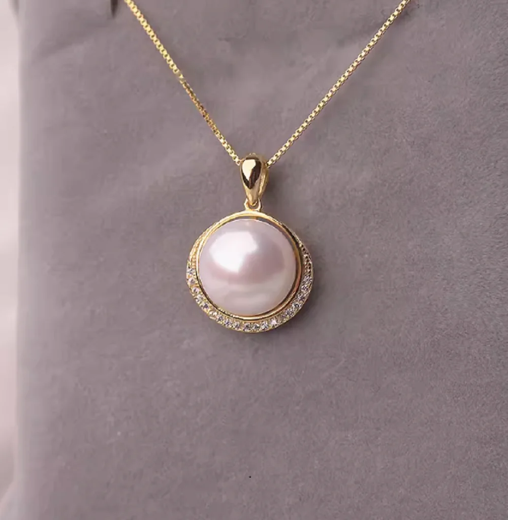 

Perfect natural freshwater pearl AAA 10-11 mm s925 sterling silver pendant necklace 18 inch