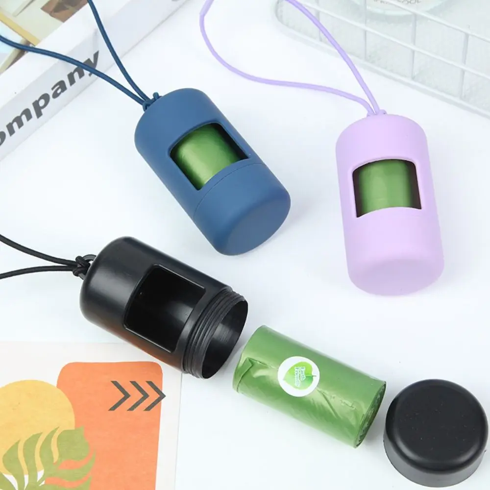 Plastic Cylinder Poop Bag Dispenser Solid Color Compact Pet Waste Carrier Easy Dispense Durable Pet Garbage Bag Dispenser