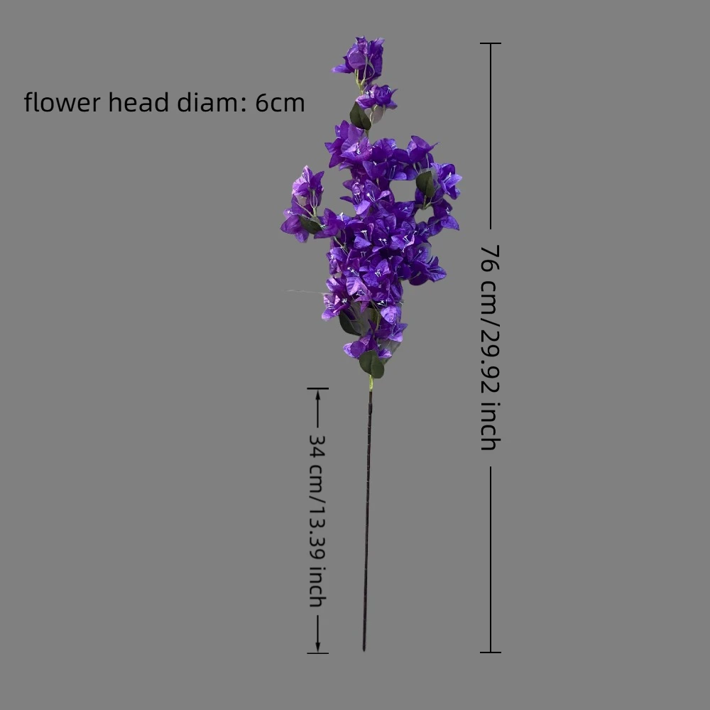 Boogainvillea-人工プラムブロッサム,3Dフェイクフラワー,リアルタッチ,インナーライナー,鉄ワイヤー,24,51,76cm