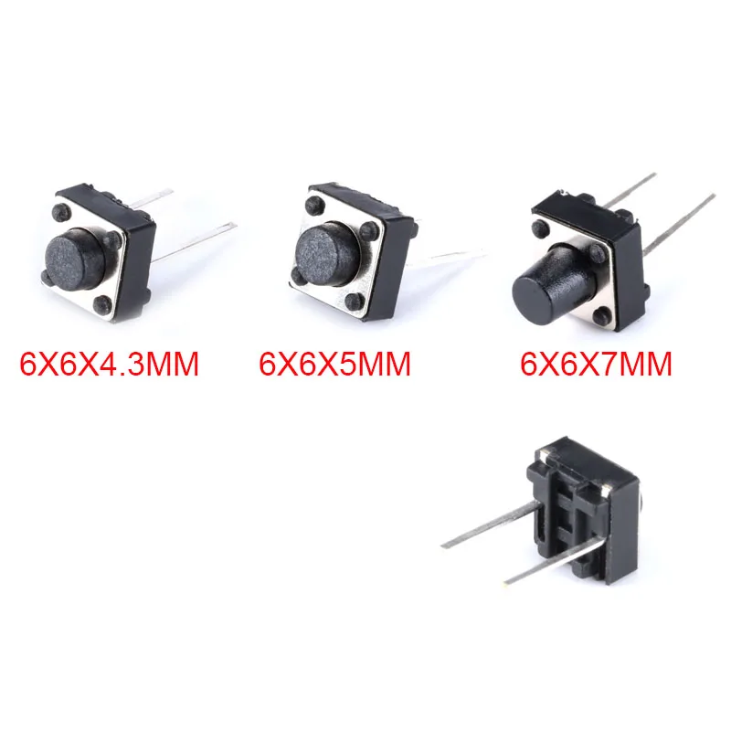 20pcs Tact Push Button Switch 12V Copper 2PIN DIP2 SMD Micro Switch 6x6x4.3/5/6/7mm TV Toys Home Use Button