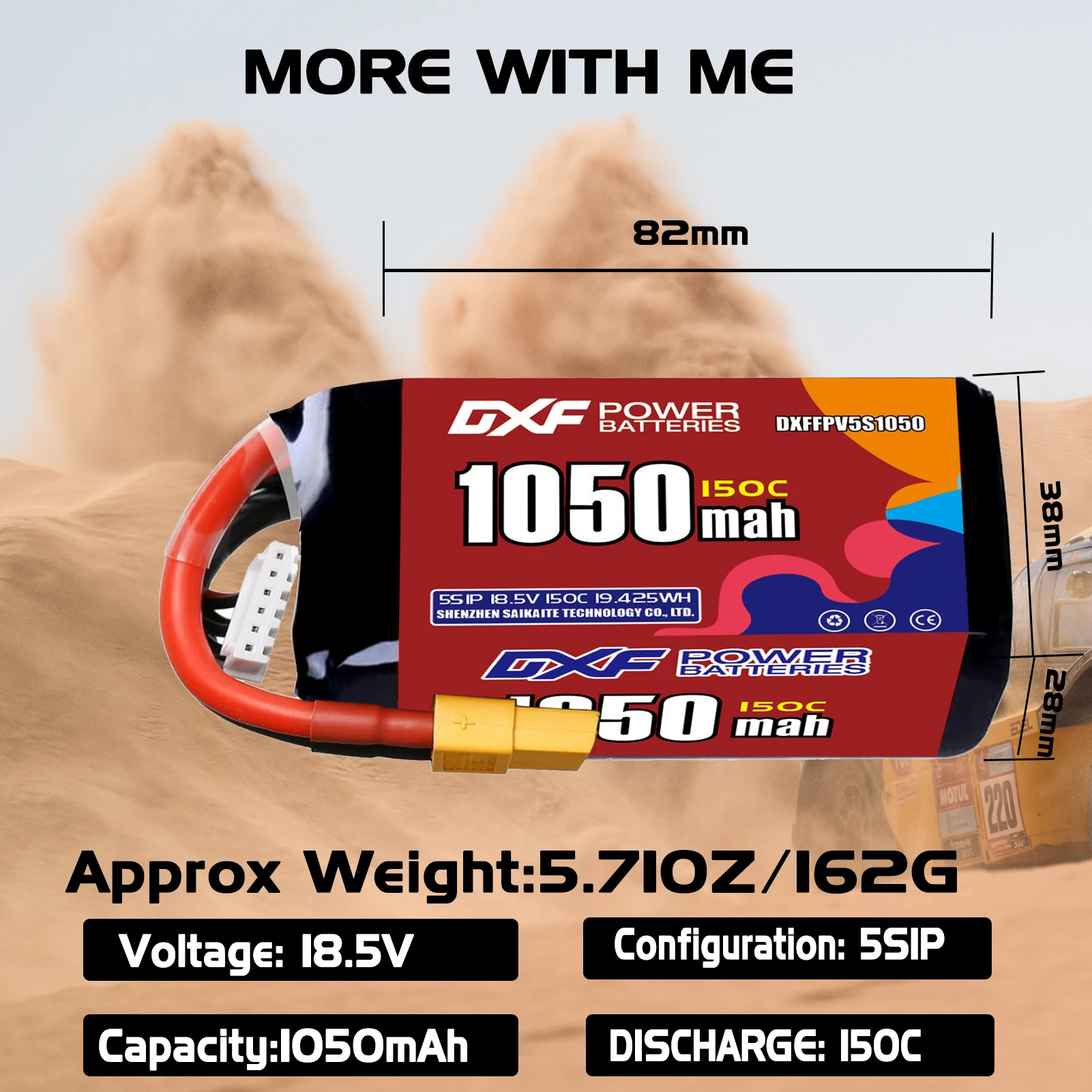DXF Lipo 5S batterie 19.0V 1100mAh 880mAh 650mAh 18.5V 1050mAh 150C avec prise XT30 XT60 JST pour hélicoptère FPV quadrirotor Drone