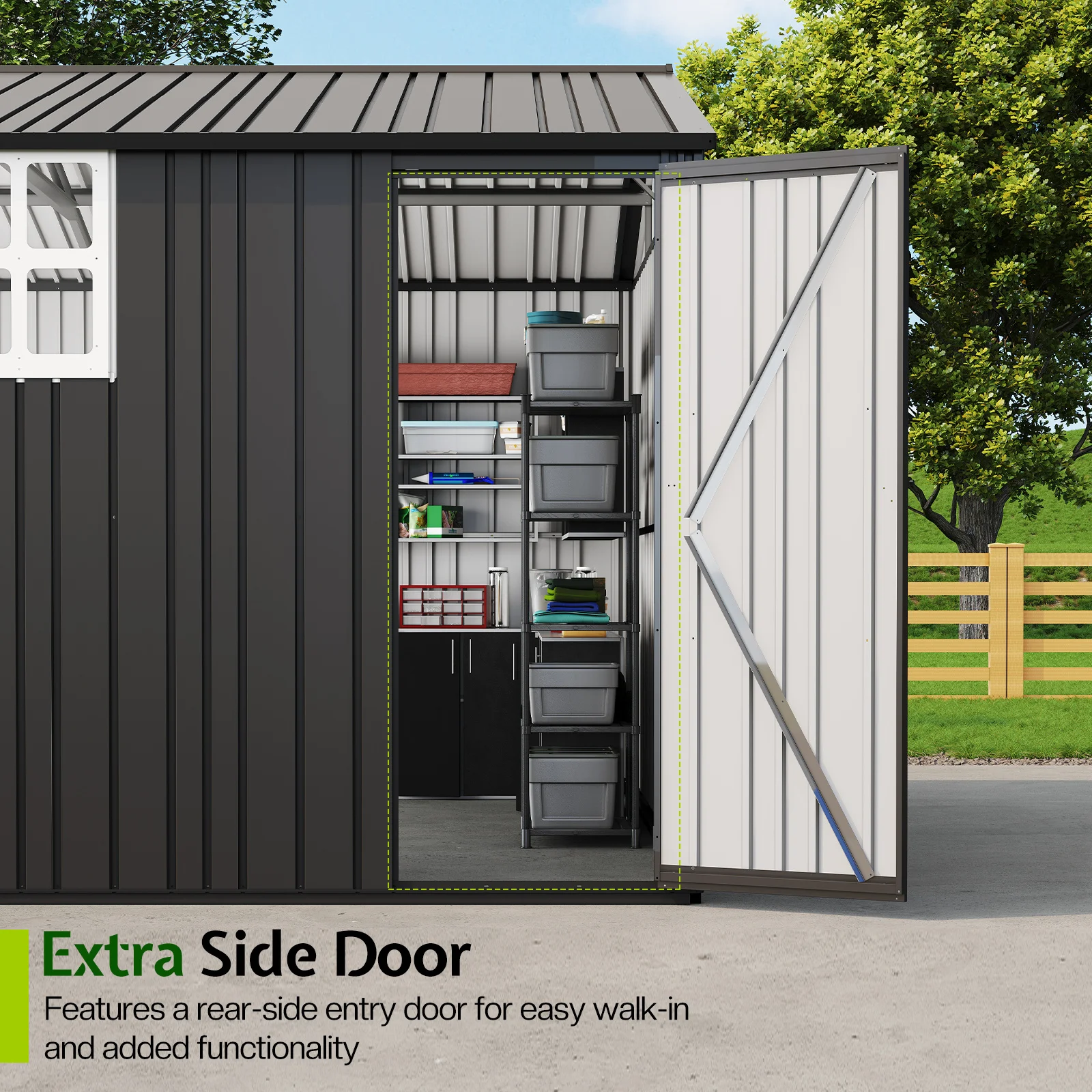 21x13x8 قدم كبير في الهواء الطلق المرآب سقيفة تخزين معدنية مع 2 أبواب 4 نوافذ كبيرة في الهواء الطلق المرآب المأوى للمركبة