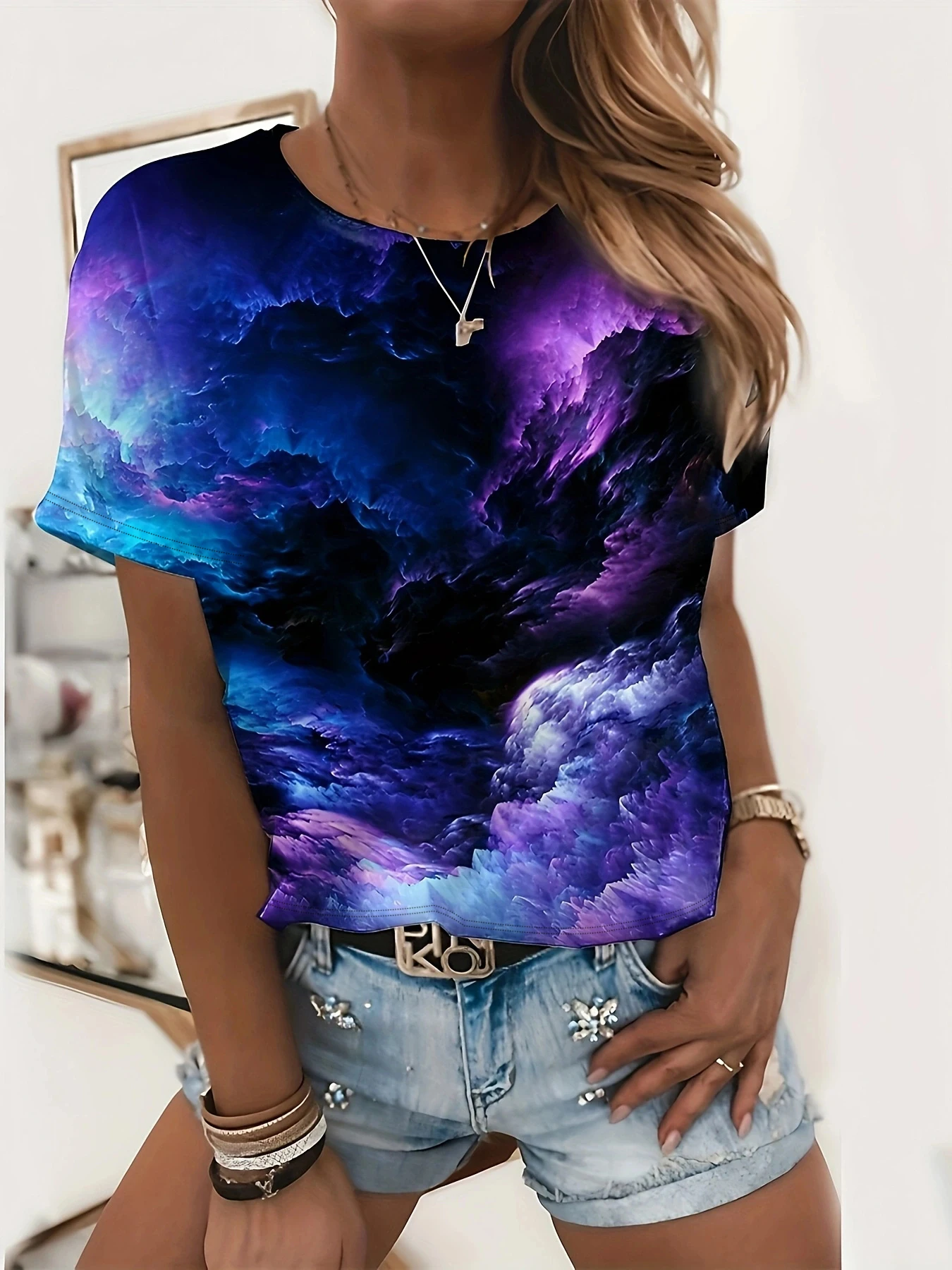 

Plus Size Women's Tops Casual T-Shirt Tie-Dye Printed Short-Sleeved T-Shirt