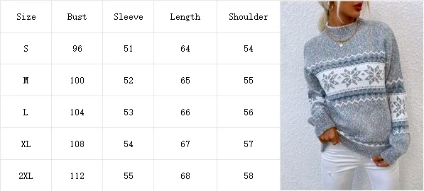 Trendy Long Sleeve Semi High Neck Sweater Women\'s Snowflake Printed Knitted Top Autumn Temperament Casual Pullover