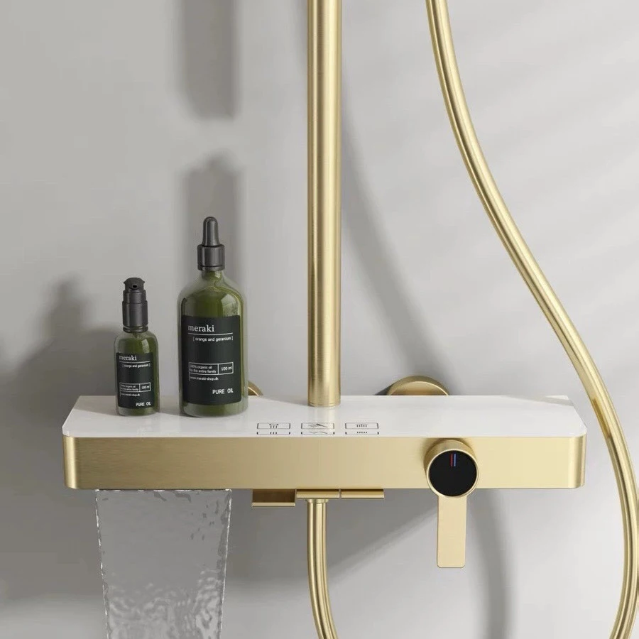 Montado na parede piano digital conjunto de chuveiro do banheiro 12 Polegada chuvas cabeça chuveiro cobre torneira do banheiro sistema chuveiro piano quente e frio