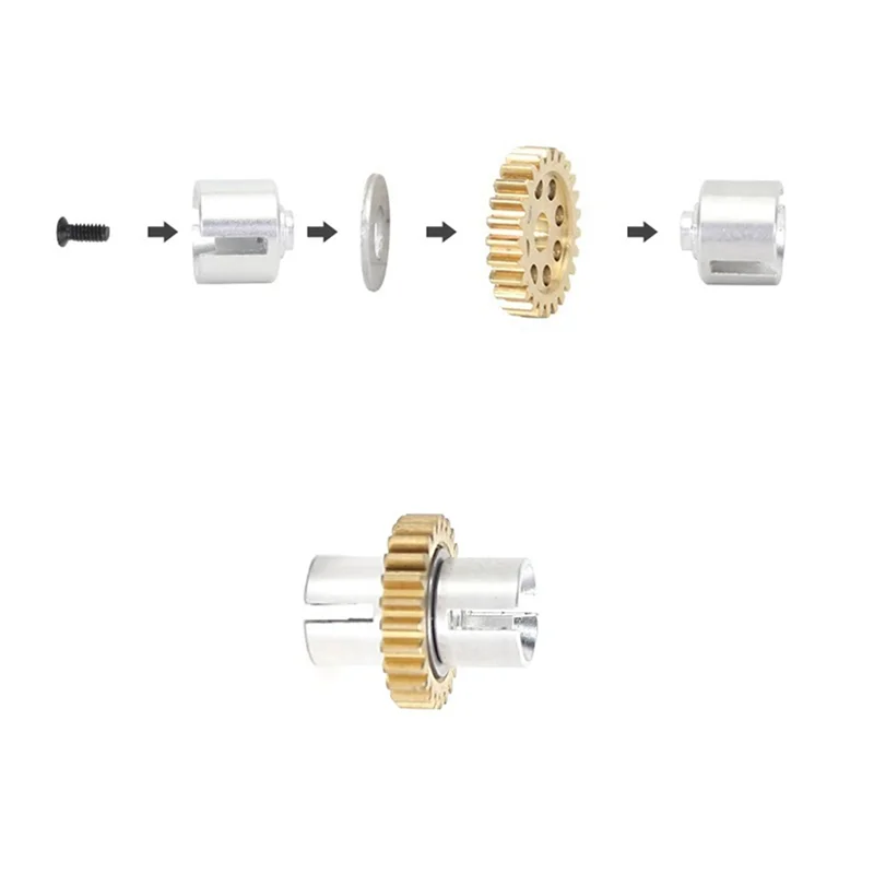 YSUN-2X Metal Gearbox Differential Diff Assembly For LDRC AE86 1/18 RC Car Upgrade Parts Accessories