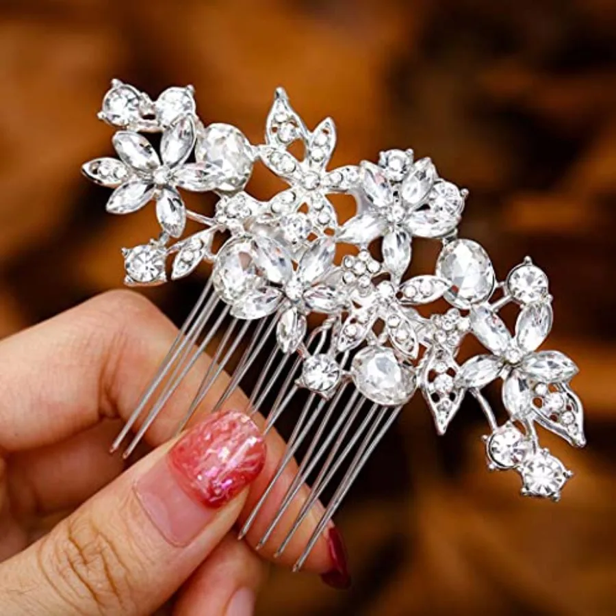 

Bride Wedding Hair Comb Flower Bridal Headpieces Leaf Hair Pieces Rhinestone Bridesmaid Side Combs Hair Accessories for Women