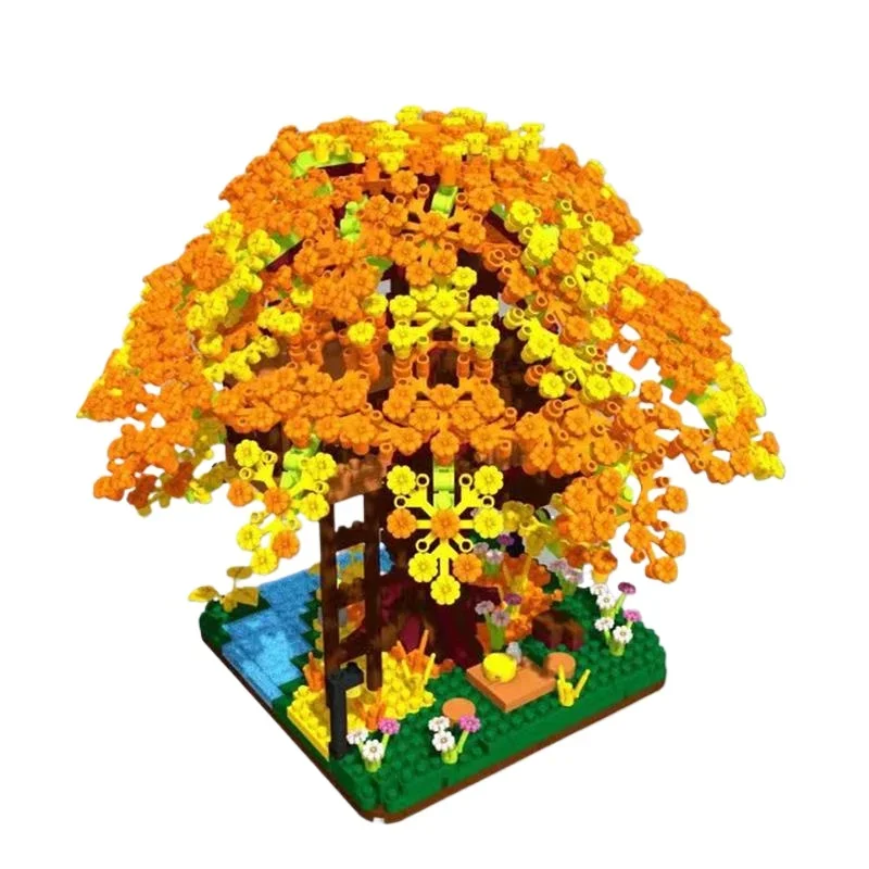 Mini Blöcke Schöne Architektur Blume Baum Haus Cherrry Sakura Bausteine Spaß Spielzeug DIY Geschenk Mädchen Geschenk Neue Jahr