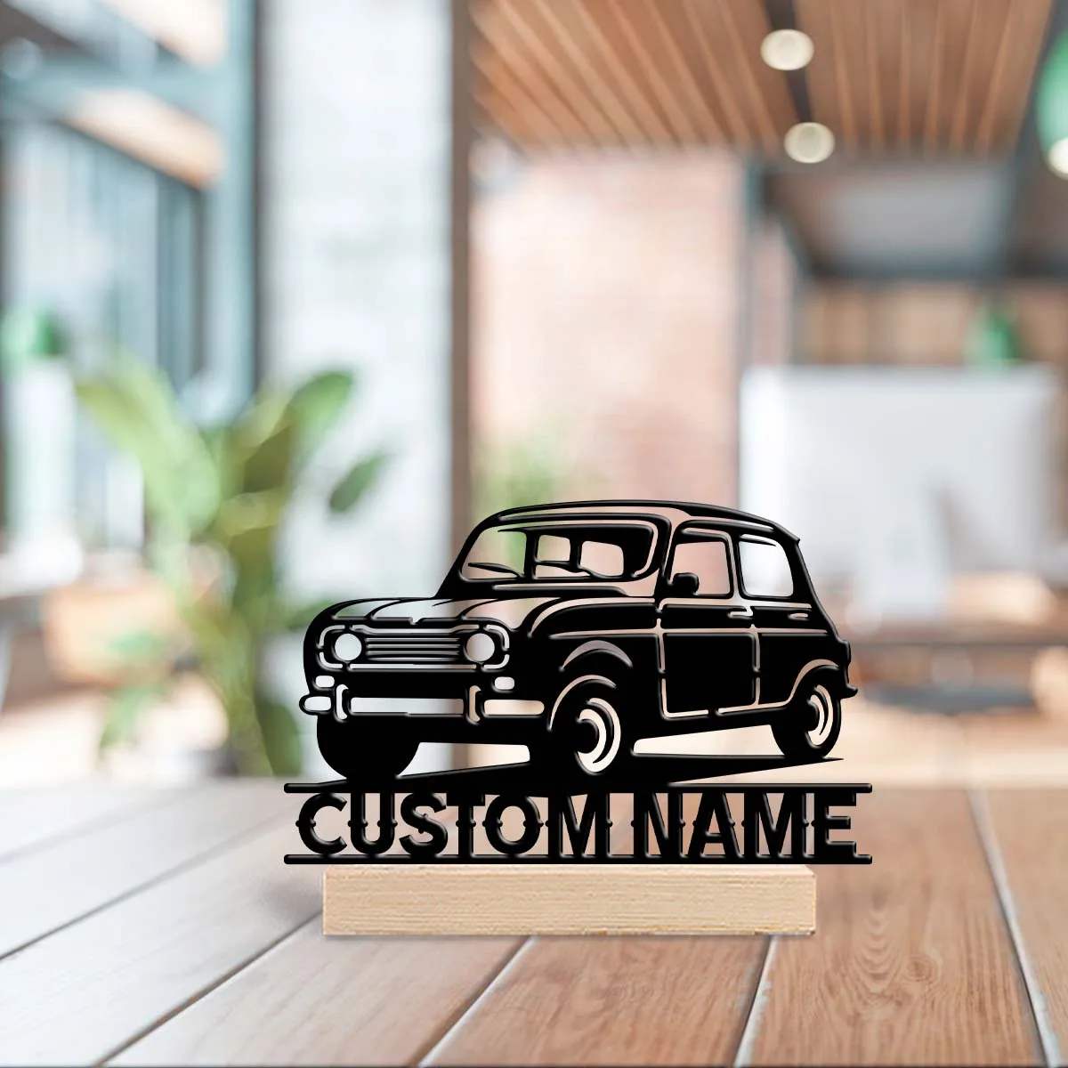 1pc Customized Minimalist Metal Ornaments Customizable Content Equipped with Wooden Base Perfect for Home or Office Decoration