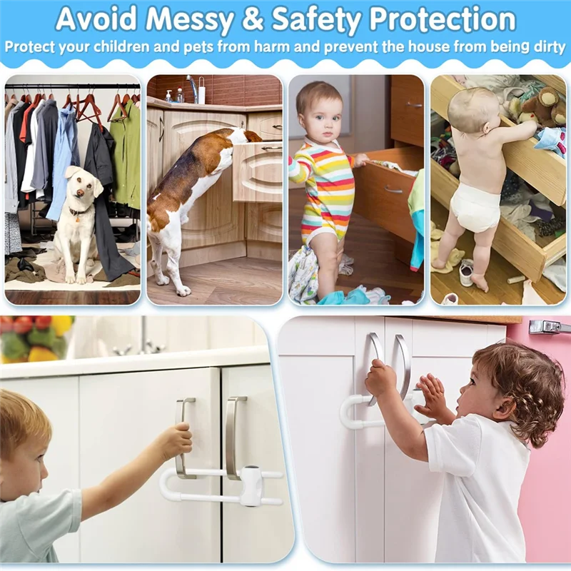 CYCLI-U على شكل أقفال خزانة قابلة للتعديل 15 قطعة الطفل التدقيق لسلامة الطفل لمقابض المقبض في المطبخ قفل خزانة حمام S #4