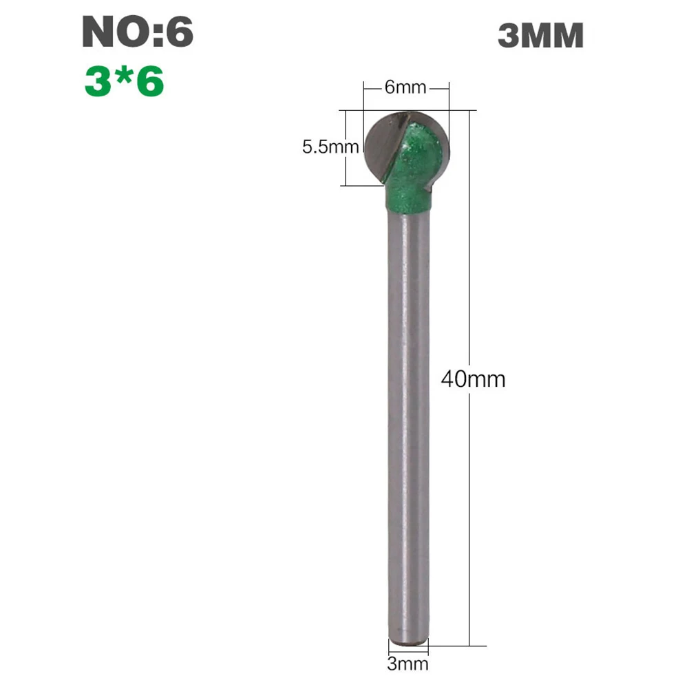 Brand New Routet Bit Carving Green / Silver Hard Alloy High Hook Lubricated Round Shear Angles Totally Enclosed