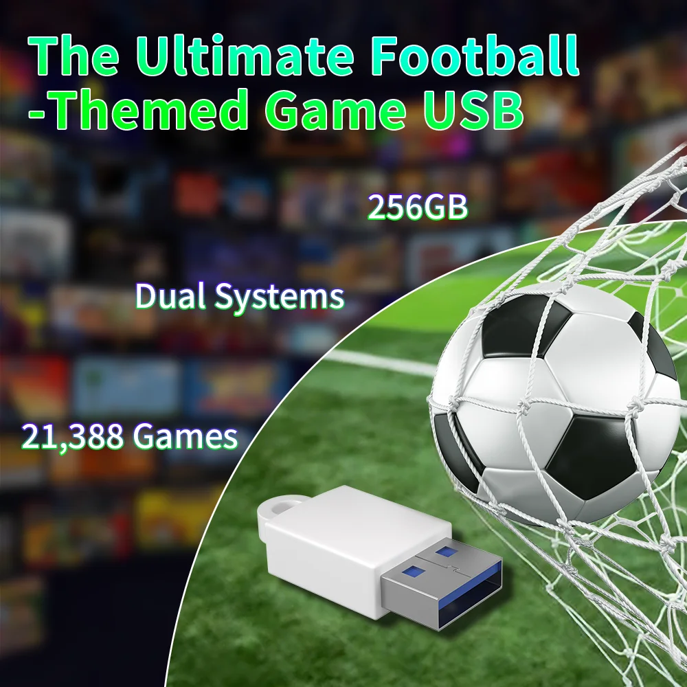 

256GB Retro Game Drive – football match Soccer Collectible Edition 21,300+ Retro & PC Games Classic Football Game Collection