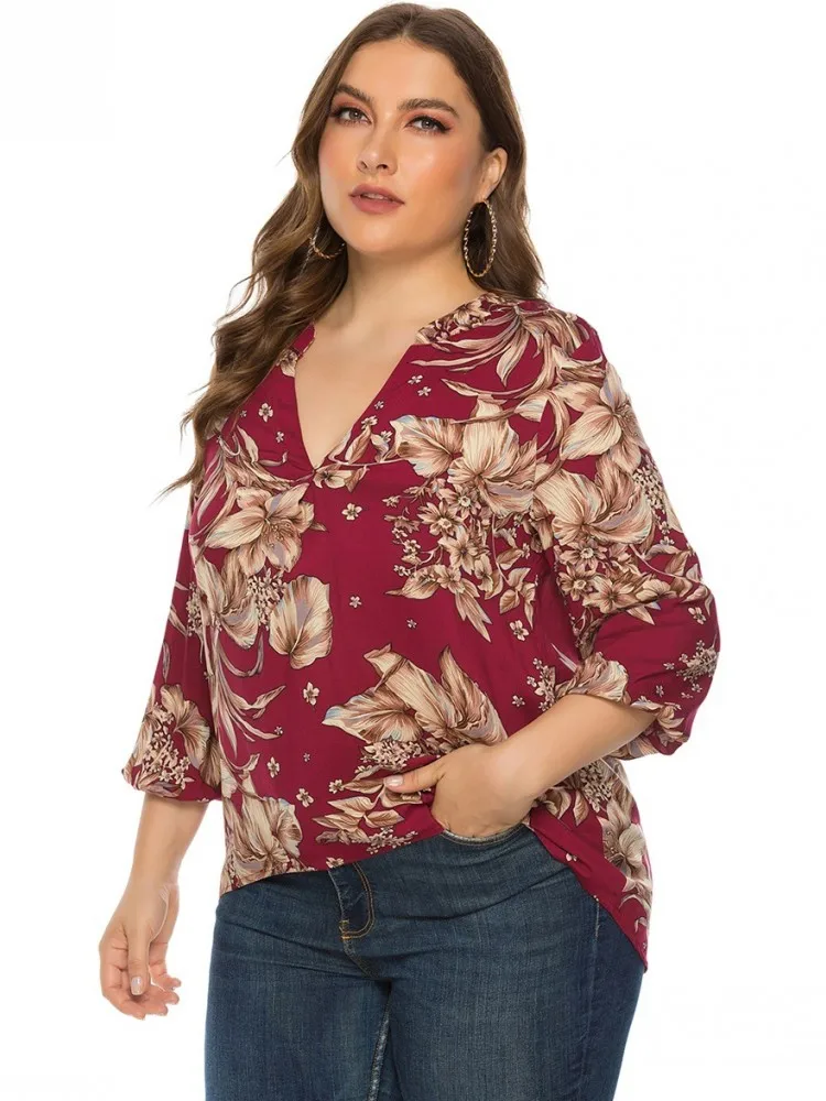 Women's Plus Size XL-4XL Casual Long Sleeve T-shirt Big Size 3XL Snake Pattern Blouse Top Women Clothing Oversized Spring Summer view 4