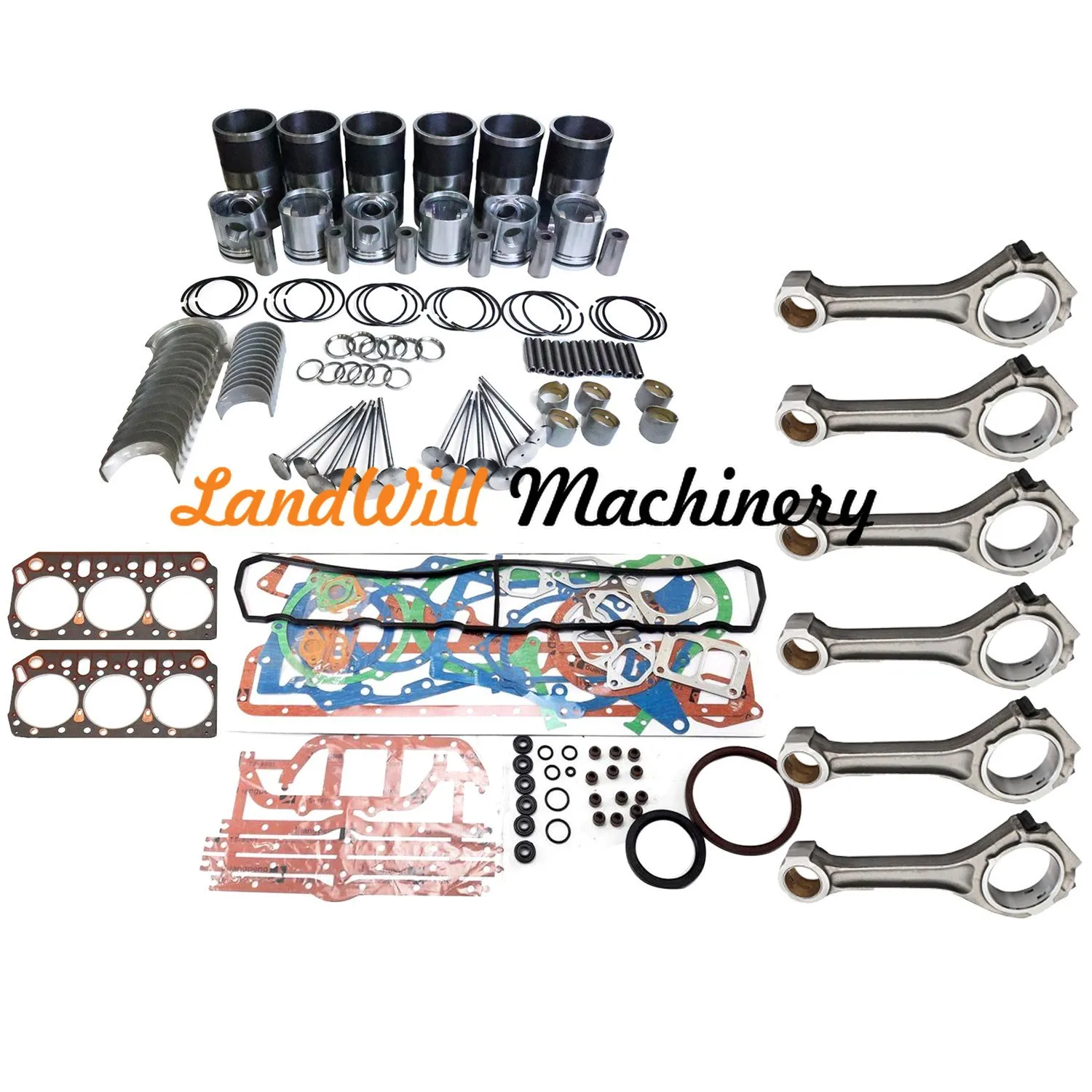 Overhaul Rebuild Kit + 6pcs Connecting Rod Fits For Doosan Daewoo D2366T
