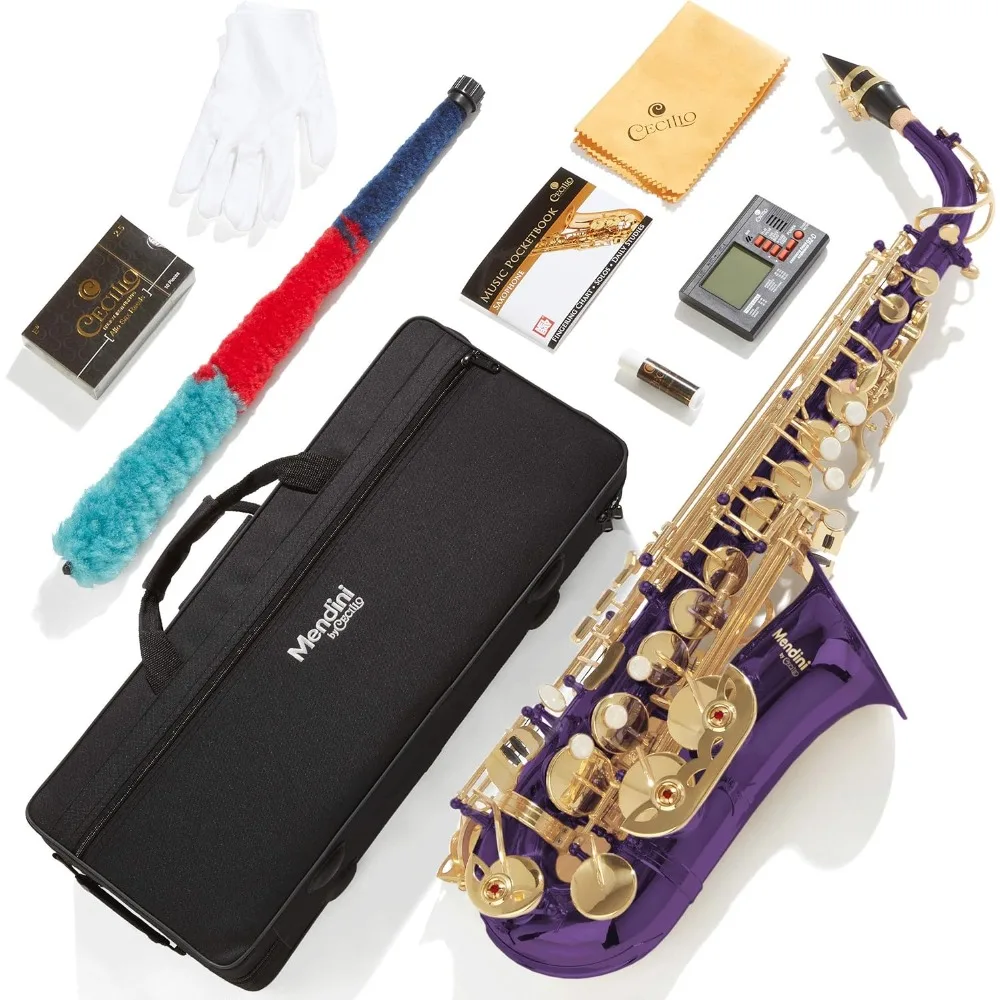 

Eb Alto Saxophone - Case, Tuner, Mouthpiece, 10 Reeds, Pocketbook- Purple E Flat Musical Instruments