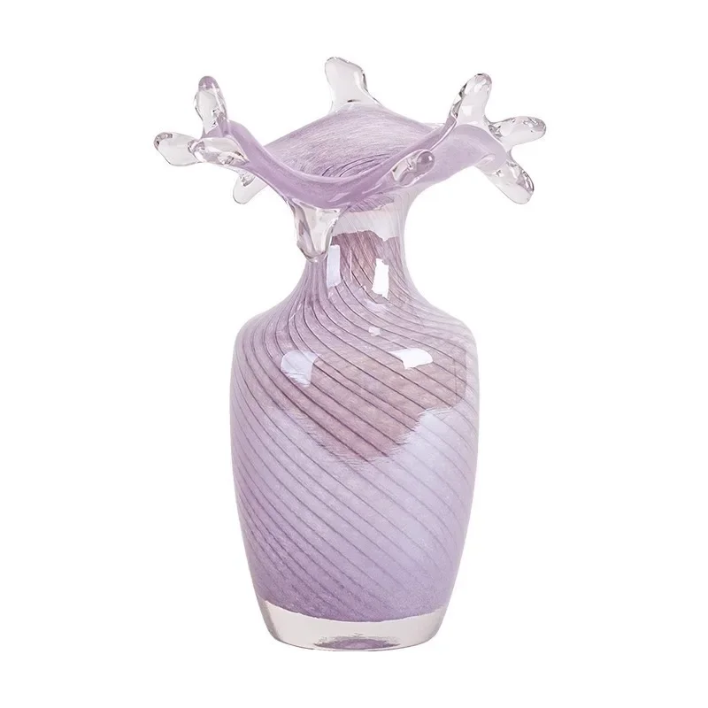 Premium purple water drop glass vase ornament French medieval living room table top