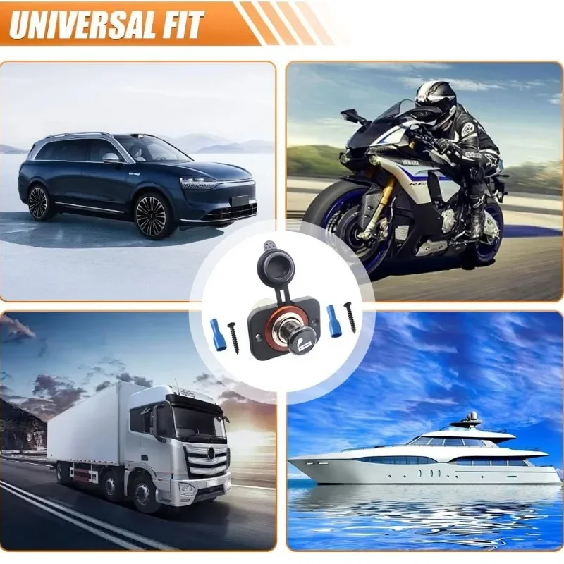 شاحن ولاعة السجائر العالمي 12 فولت - 24 فولت، مقبس مناسب مباشرة للسيارة والدراجات النارية