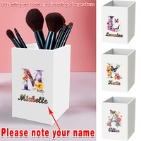 Customized Name Practical Acrylic Pencil Cup Desk Organizer Pen Holder Makeup Brush Storage Office Accessories Study Organizer