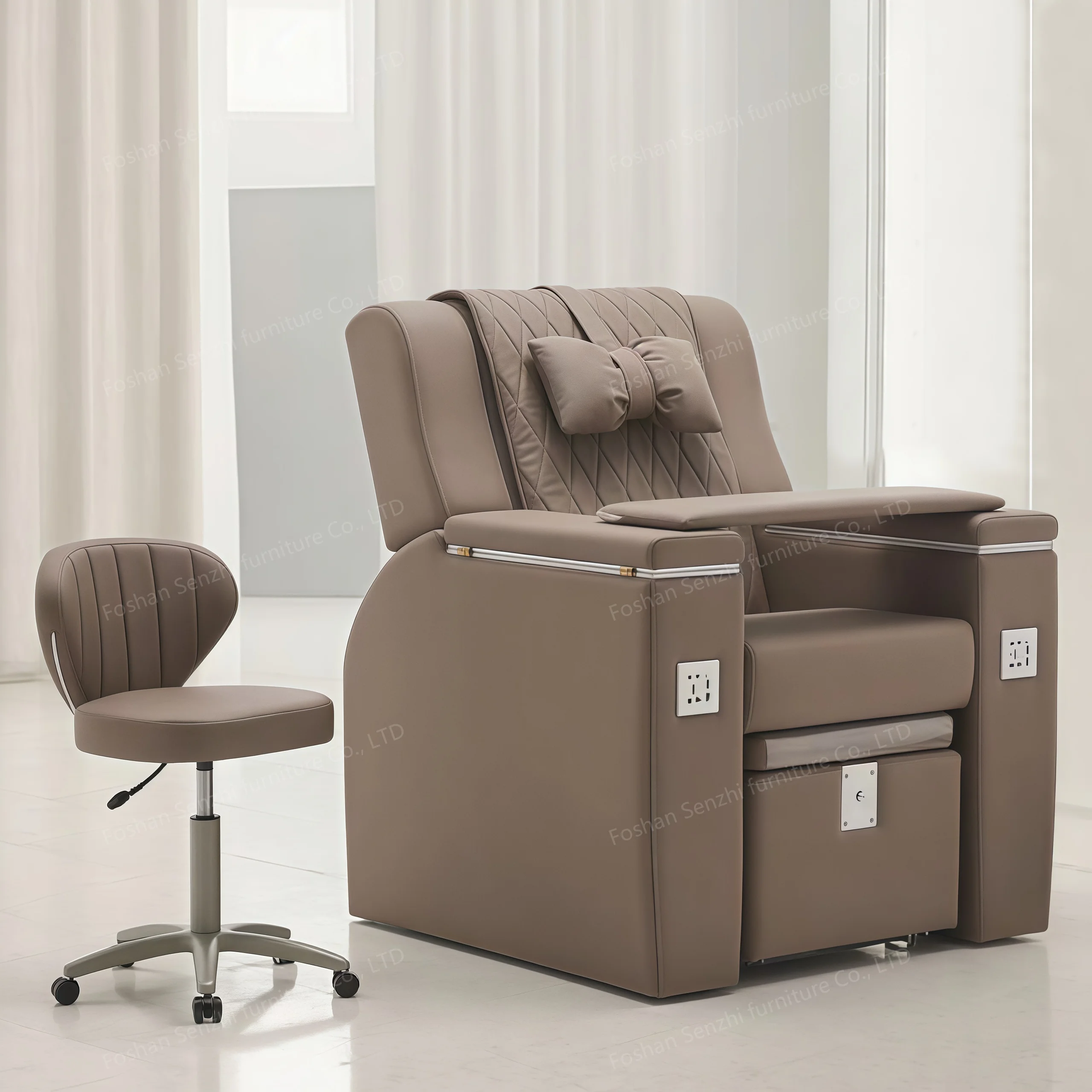 Modern Luxury Electric Massage Pedicure Chair Brown Foot Bath Chair Foot Spa Chair Wholesale