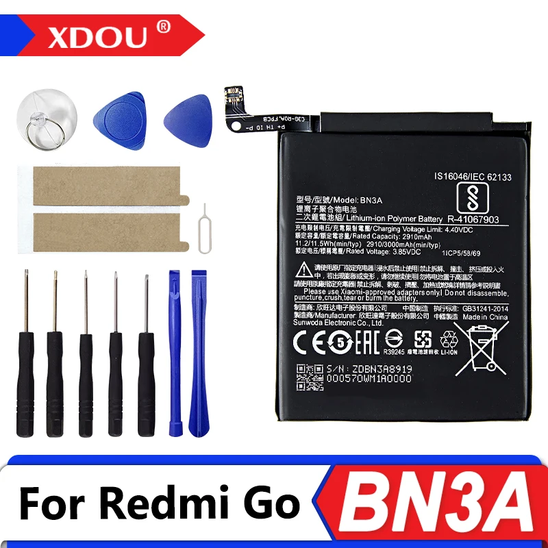 

Brand New BN3A 3000mAh Battery For Xiaomi Redmi Go BN3A High Quality Phone Replacement Batteries +Tools