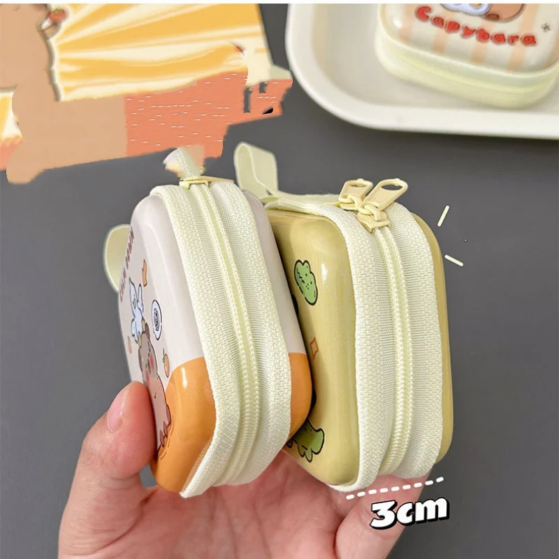 لطيف كابيبارا محفظة نسائية للعملات المعدنية المحمولة مقاوم للماء حقيبة التخزين الكرتون حقيبة مفاتيح صغيرة محفظة صغيرة حاملات للعملات المعدنية