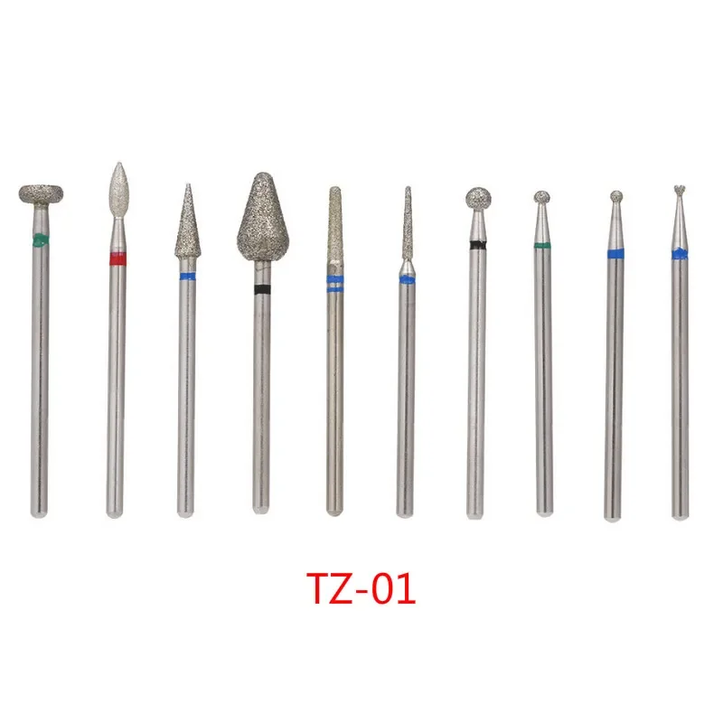 10 pcs/set  diamond nail drill bits set Nail peeling and drilling set nail electric machine accessories nail brush tools