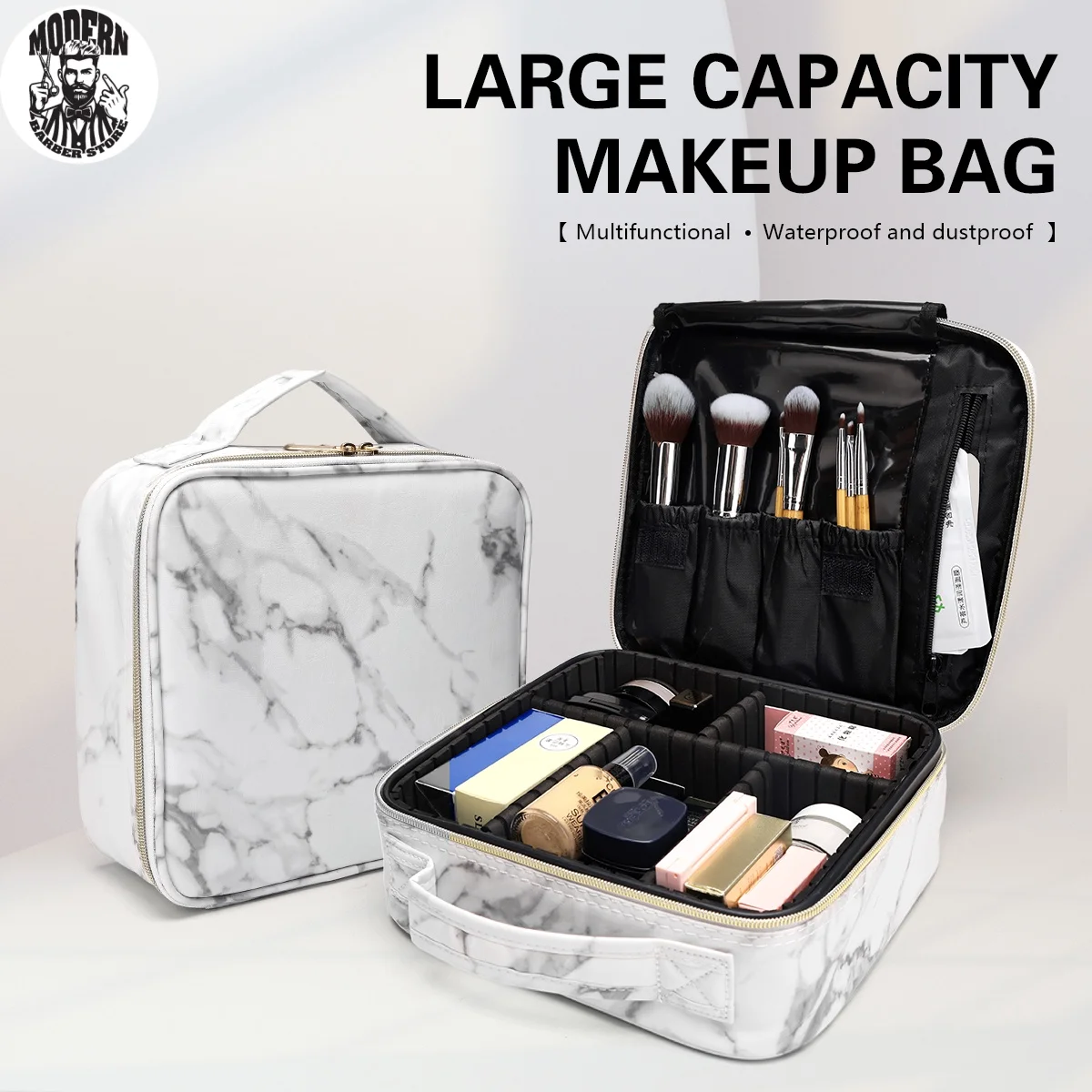 

Portable Makeup Bag Marble Stripe Organizer Bag Waterproof High Quality Women's Capacity Storage Travel Toiletry Makeup Suitcase