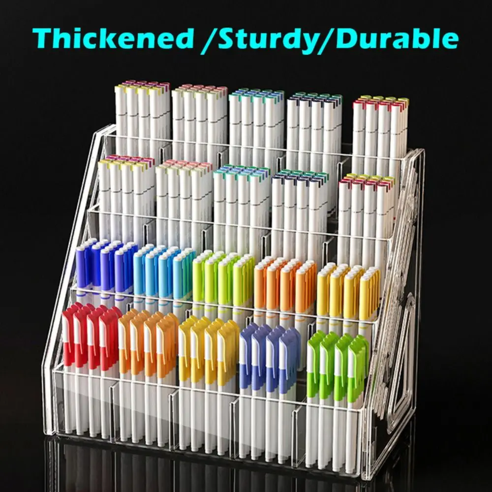 Multi-functional Acrylic Pen Holder 3/4/5 Layers Clear Pen Rack Multi-Compartment Stationery Storage Supplies Home Office